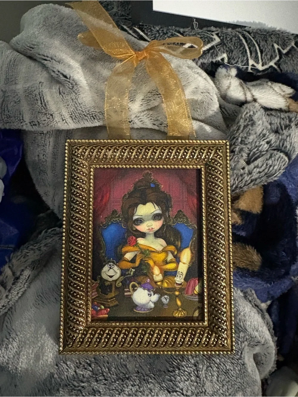 Disney Belle Illustration in Gold Frame Accents Wonderland from Disney parks.